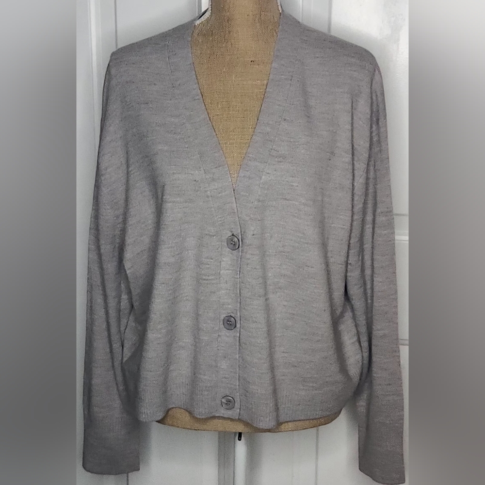 French Connection Women's Gray Cardigan Sweater Size L - Picture 2 of 6
